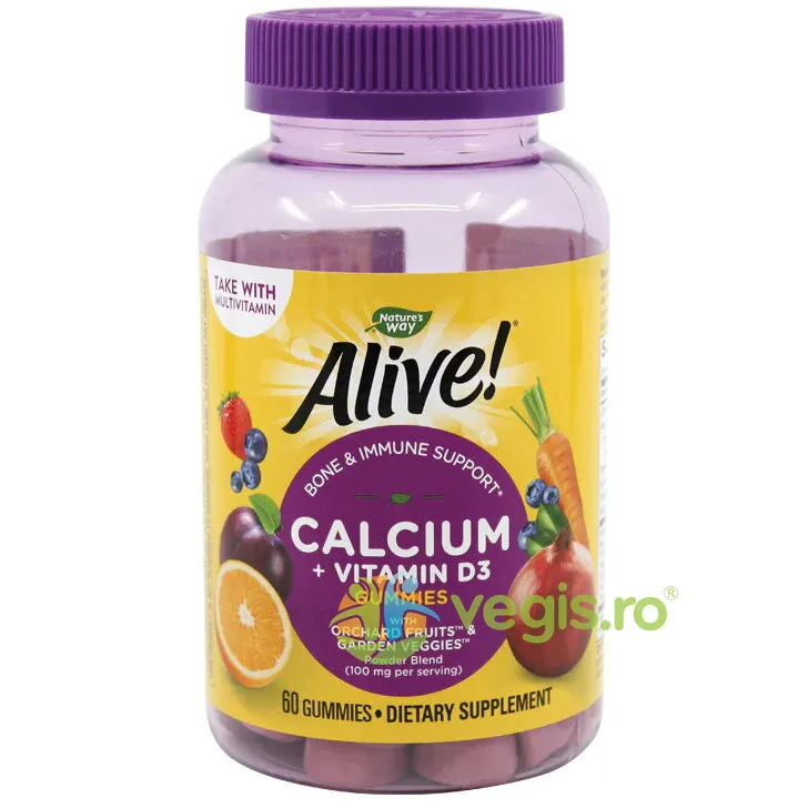 Alive Calcium+ D3 Gummies 60 jeleuri Secom, Nature's Way — preț și oferte