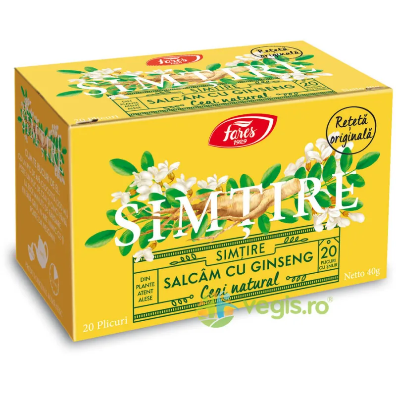 Ceai Simtire cu Salcam si Ginseng 20dz FARES — preț și oferte