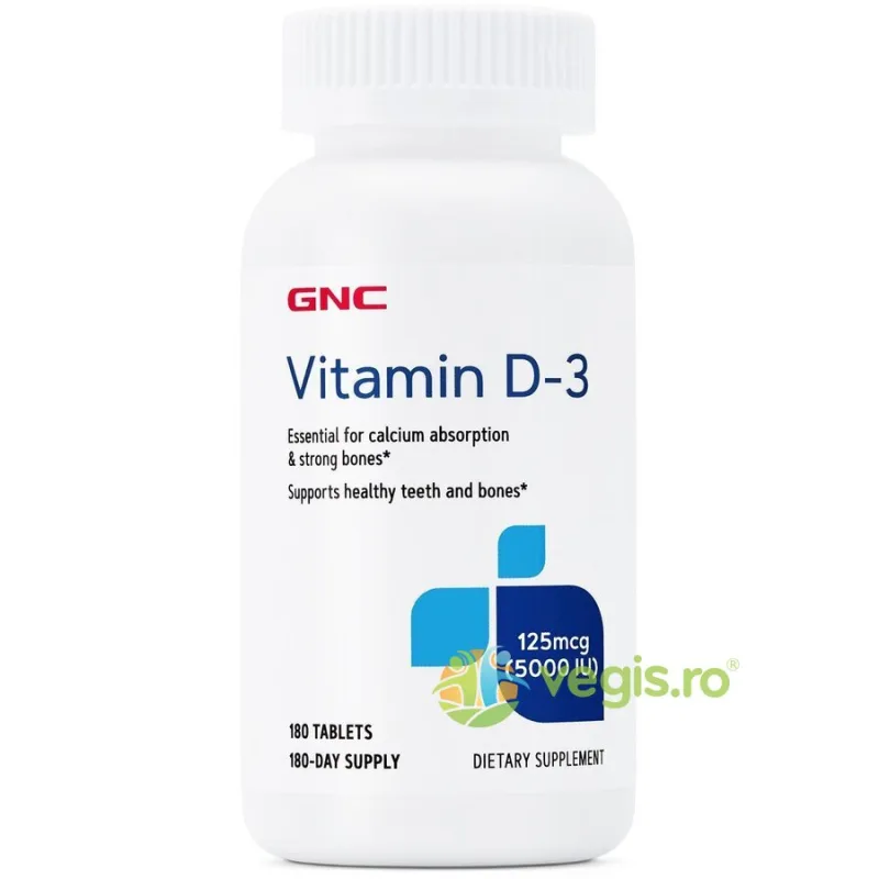 Vitamina D3 125mcg (5000iu) 180tb GNC — preț și oferte