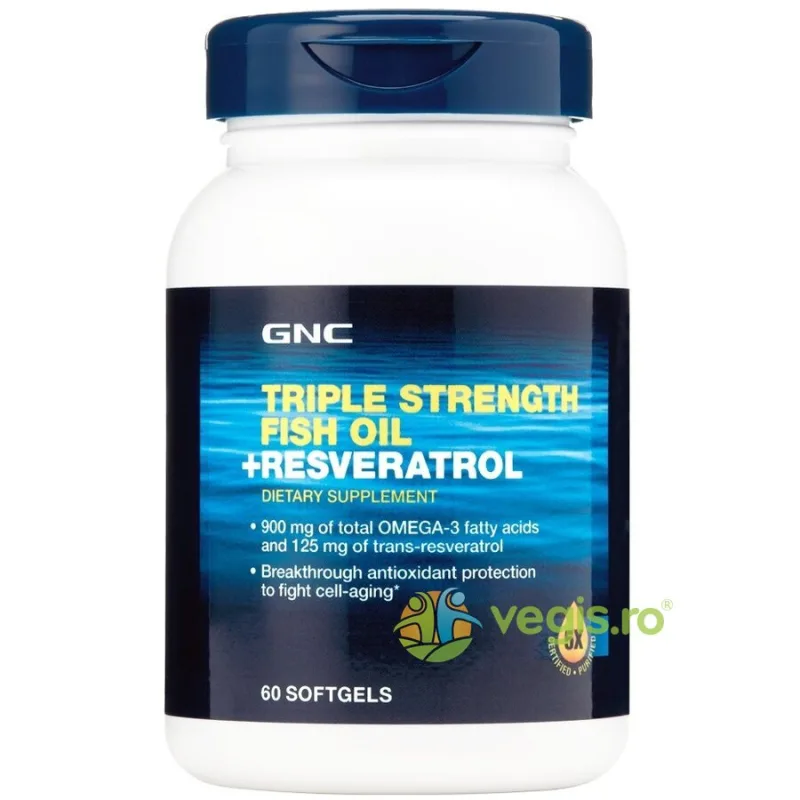 Ulei de Peste + Resveratrol Triple Strength 60cps moi GNC — preț și oferte