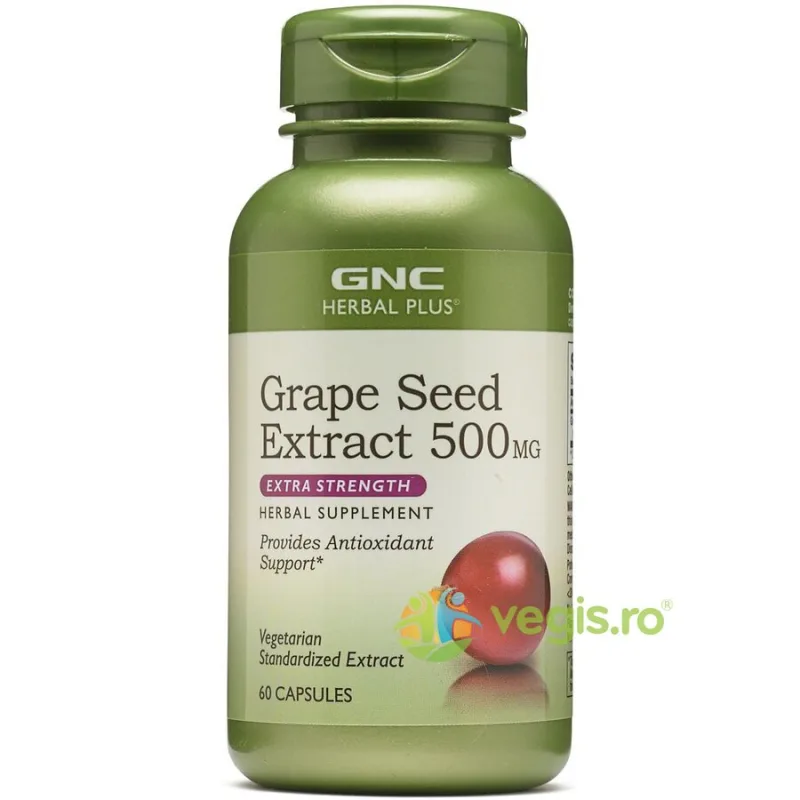 Extract din Seminte de Struguri (Grape Seed Extract) Herbal Plus 500mg 60cps GNC — preț și oferte