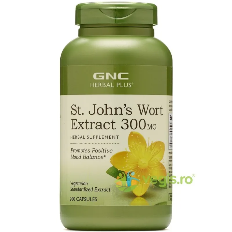 Extract Standardizat de Sunatoare (St. John’s Wort) Herbal Plus 300mg 200cps GNC — preț și oferte