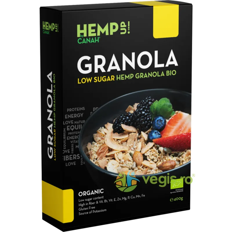 Granola Low Sugar cu Seminte de Canepa Ecologica/Bio 400g Canah — preț și oferte