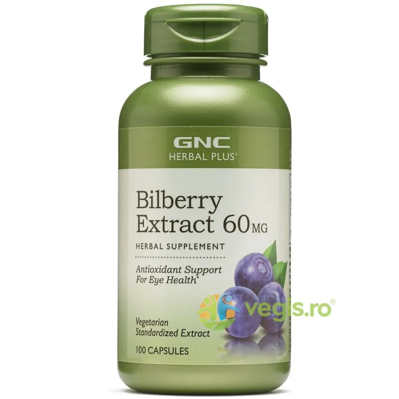 Bilberry Extract 60mg (Extract Standardizat din Afine) Herbal Plus 100cps GNC — preț și oferte