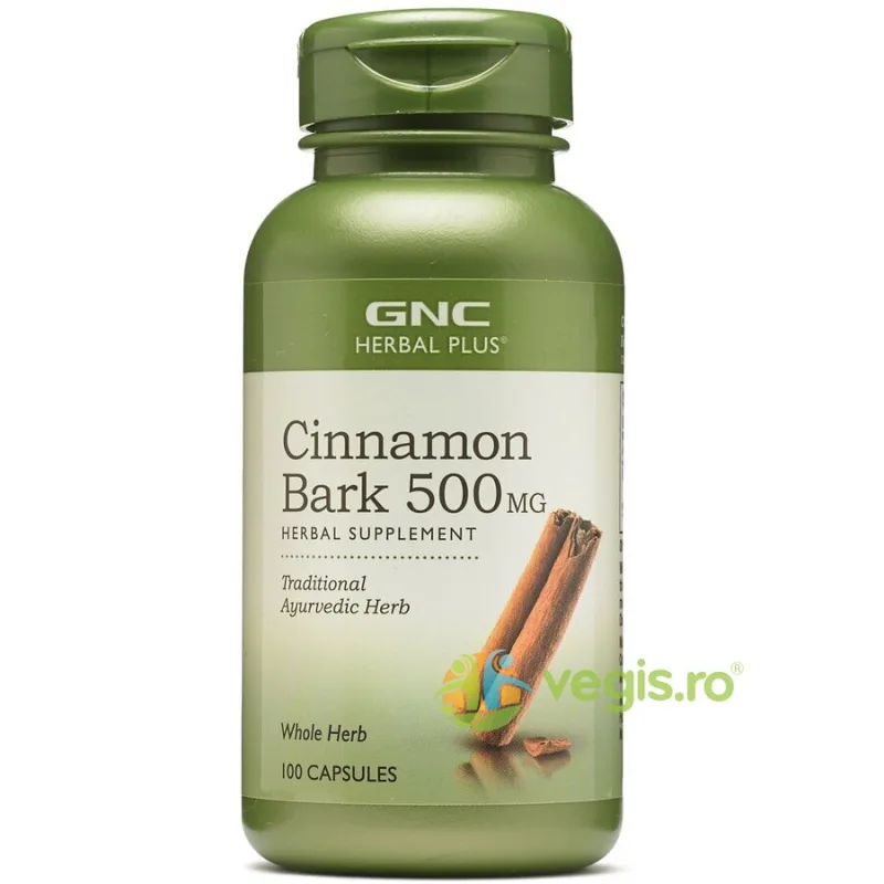 Cinnamon Bark (Scortisoara) Herbal Plus 500mg 100cps GNC — preț și oferte