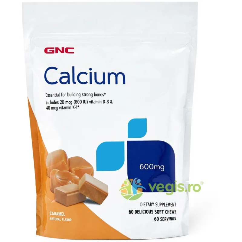 Calciu (Caramele cu Aroma Naturala de Caramel) 600mg 60buc GNC — preț și oferte