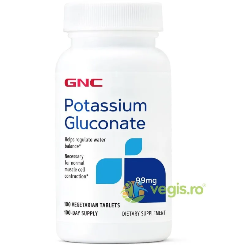 Potassium Gluconate (Gluconat de Potasiu) 99mg 100tb vegetale GNC — preț și oferte