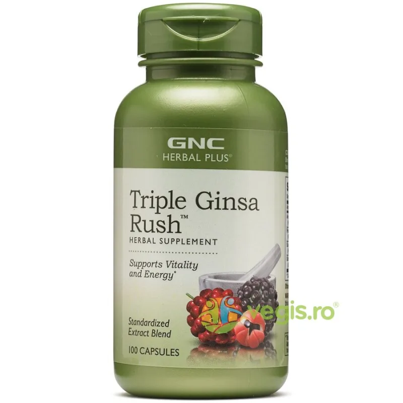 Triple Ginsa Rush (Extract din 3 Tipuri de Ginseng) Herbal Plus 600mg 100cps GNC — preț și oferte