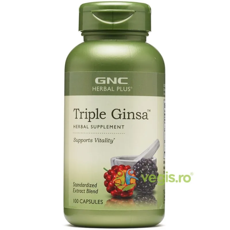 Triple Ginsa (Extract din 3 Tipuri de Ginseng) Herbal Plus 700mg 100cps GNC — preț și oferte