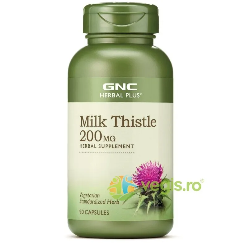Milk Thistle (Silimarina) Herbal Plus 200mg 90cps vegetale GNC — preț și oferte
