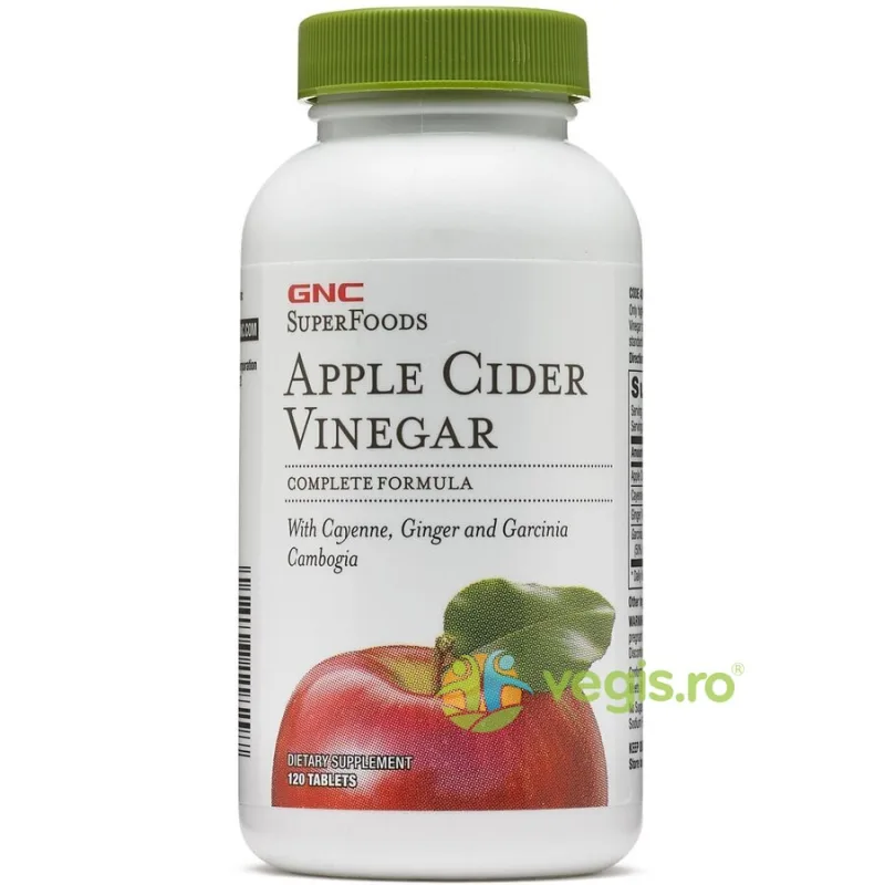 Otet din Cidru de Mere (Apple Cider Vinegar) Super Foods 120tb GNC — preț și oferte