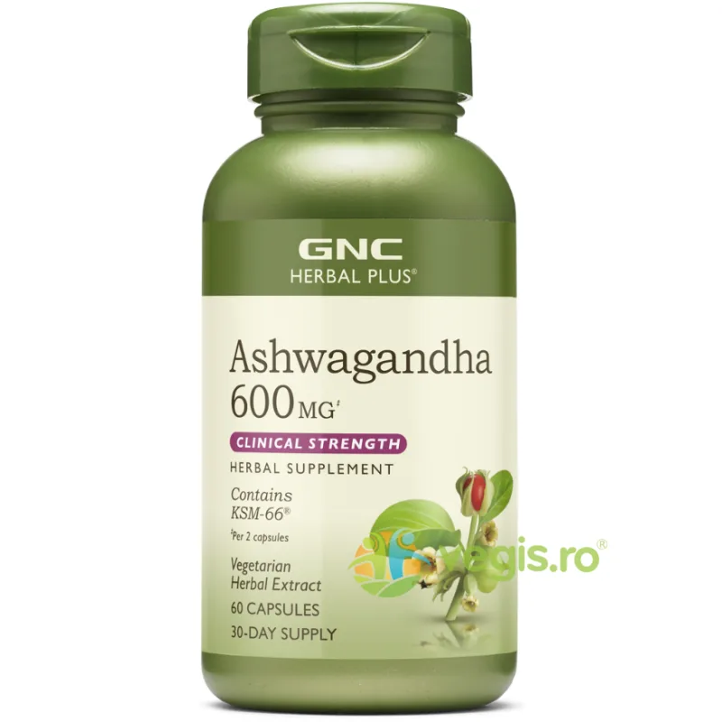 Ashwagandha KSM-66 Herbal Plus 600mg 60cps vegetale GNC — preț și oferte