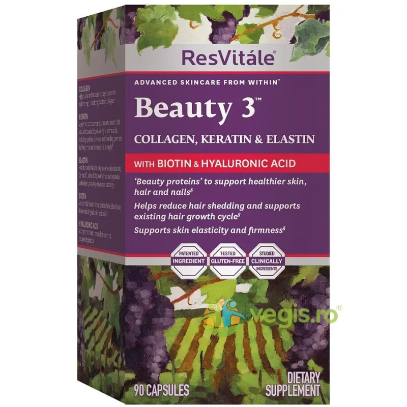 Beauty 3 Formula pentru Par, Piele si Unghii ResVitale 90cps GNC — preț și oferte