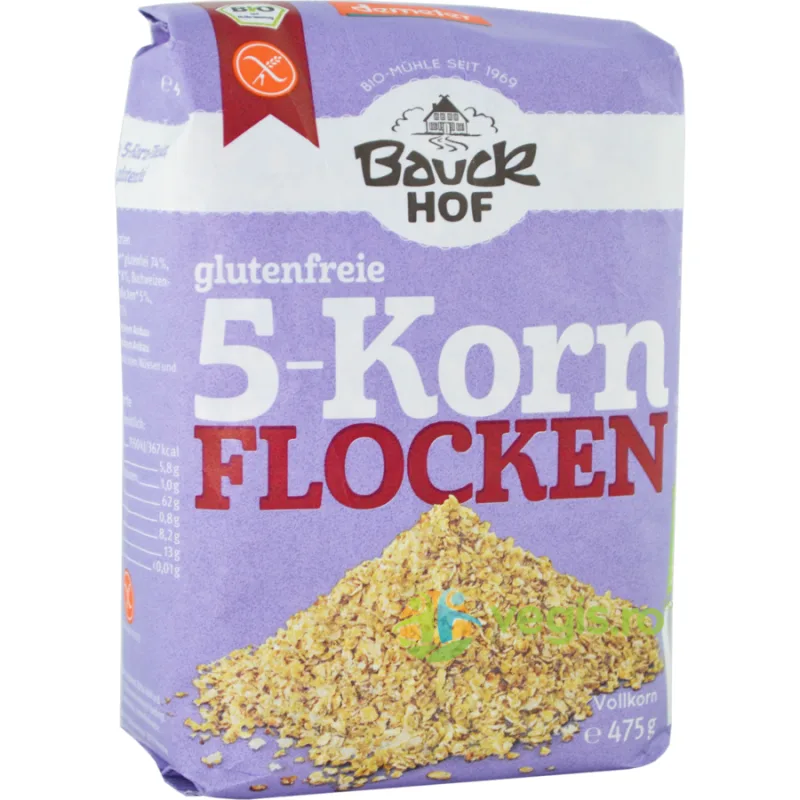 Fulgi din 5 Cereale Fara Gluten Ecologici/Bio 475g BAUCKHOF — preț și oferte