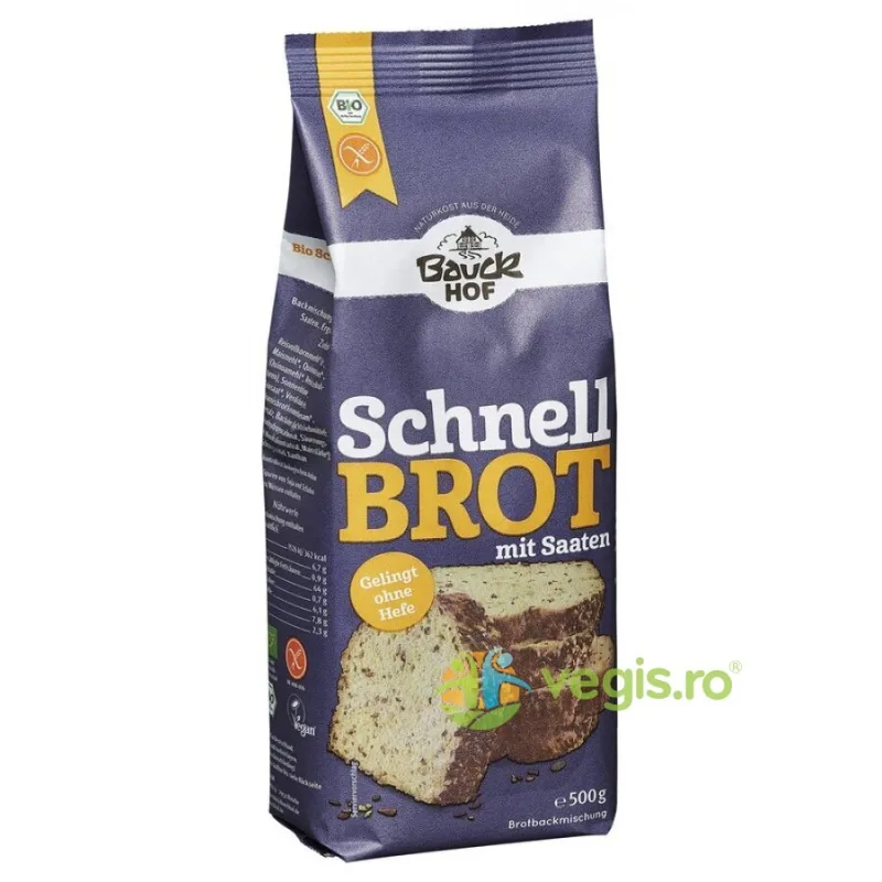 Mix de Faina pentru Paine Rapida cu Seminte Fara Gluten Ecologic/Bio 500g BAUCKHOF — preț și oferte