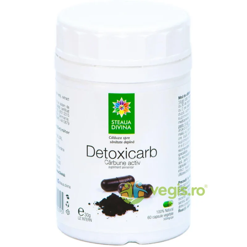 Detoxicarb Carbune Vegetal Activ 60cps vegetale STEAUA&nbsp;DIVINA — preț și oferte