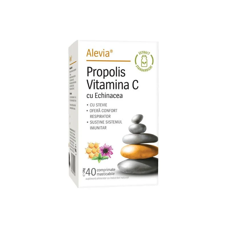 Alevia Propolis Vitamina C cu Echinacea si Stevie, 40 comprimate — preț și oferte