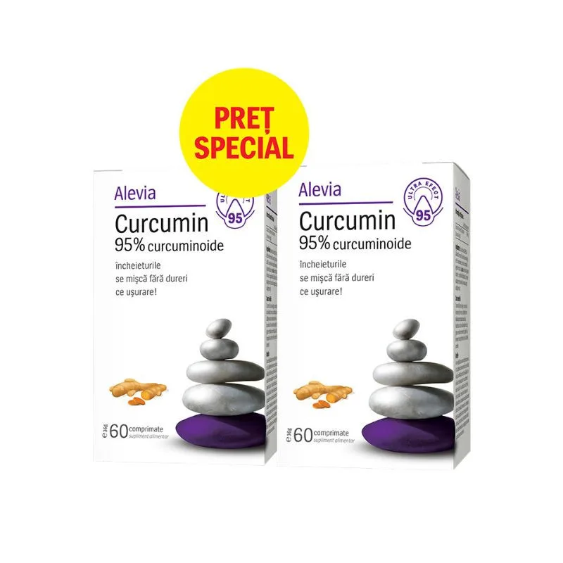 Alevia Curcumin 95% curcuminoide, (1+1 pret special), 60 comprimate — preț și oferte