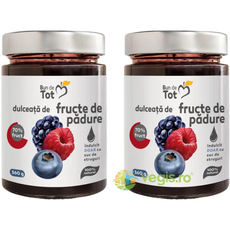 Pachet Dulceata din Fructe de Padure fara Zahar 360g+360g BUN DE TOT — preț și oferte