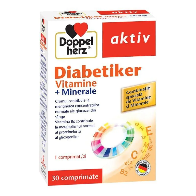 Doppelherz Aktiv Diabetiker Vitamine + Minerale 30 compr. — preț și oferte