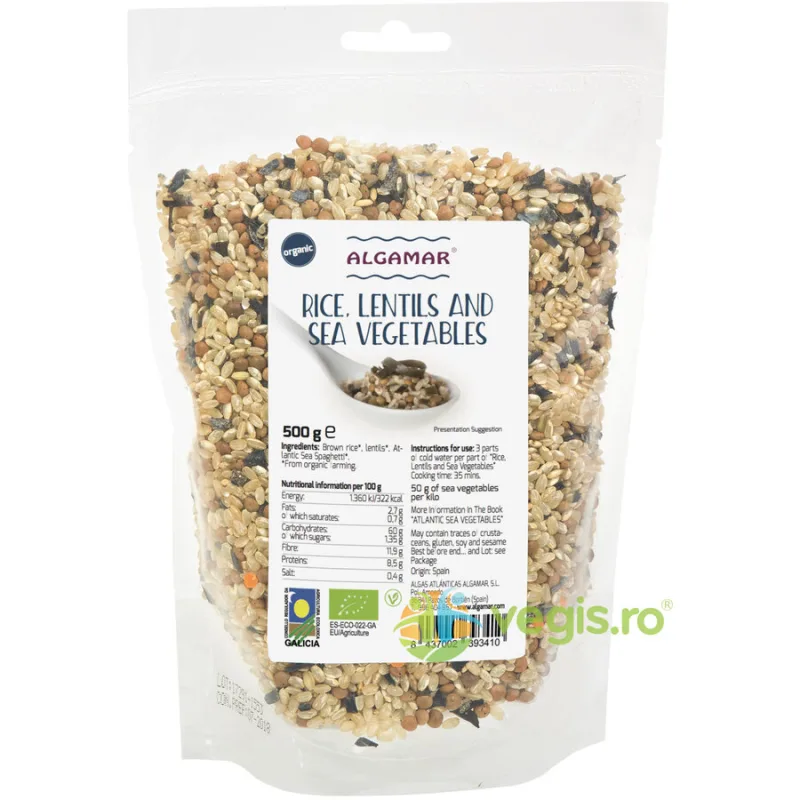 Orez si Linte cu Alge Sea Spaghetti Ecologic/Bio 500g ALGAMAR — preț și oferte