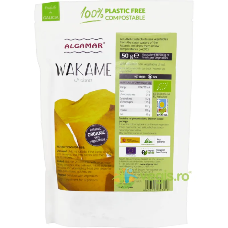 Alge Atlantic Wakame Ecologice/Bio 50g ALGAMAR — preț și oferte