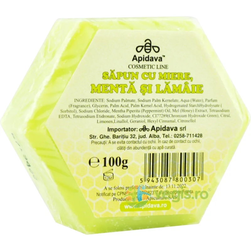 Sapun cu Miere, Menta si Lamaie 100g APIDAVA — preț și oferte