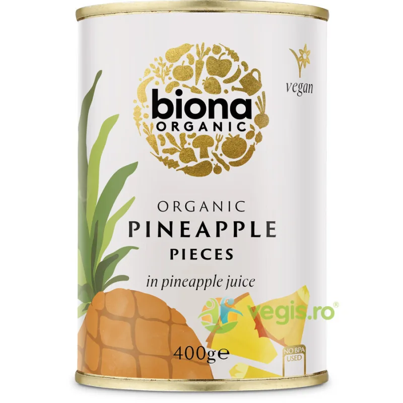 Bucati de Ananas in Suc Propriu Ecologice/Bio 400g BIONA — preț și oferte