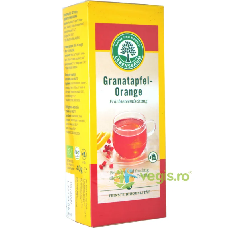 Ceai cu Rodie si Portocala Ecologica/Bio 20 plicuri - 40g LEBENSBAUM — preț și oferte