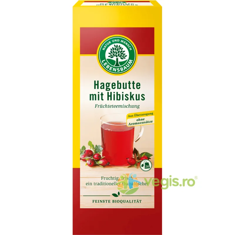Ceai de Macese si Hibiscus Ecologic/Bio 20 plicuri - 50g LEBENSBAUM — preț și oferte