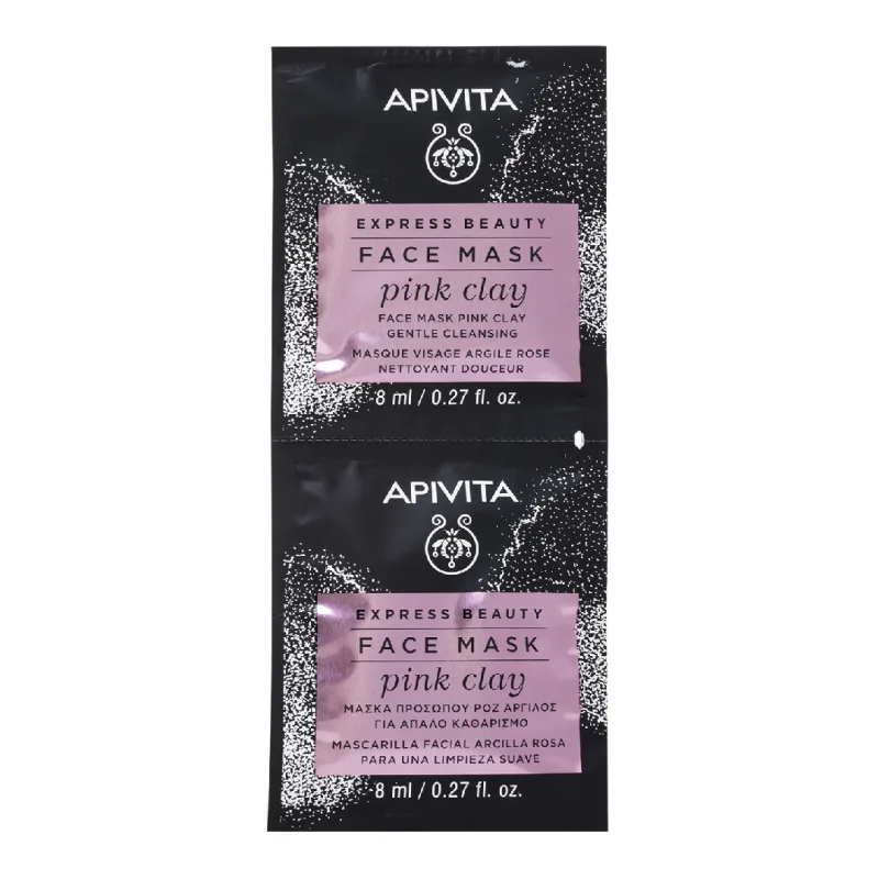 Masca pentru ten senibil cu argila roz Express, 2*8 ml, Apivita — preț și oferte