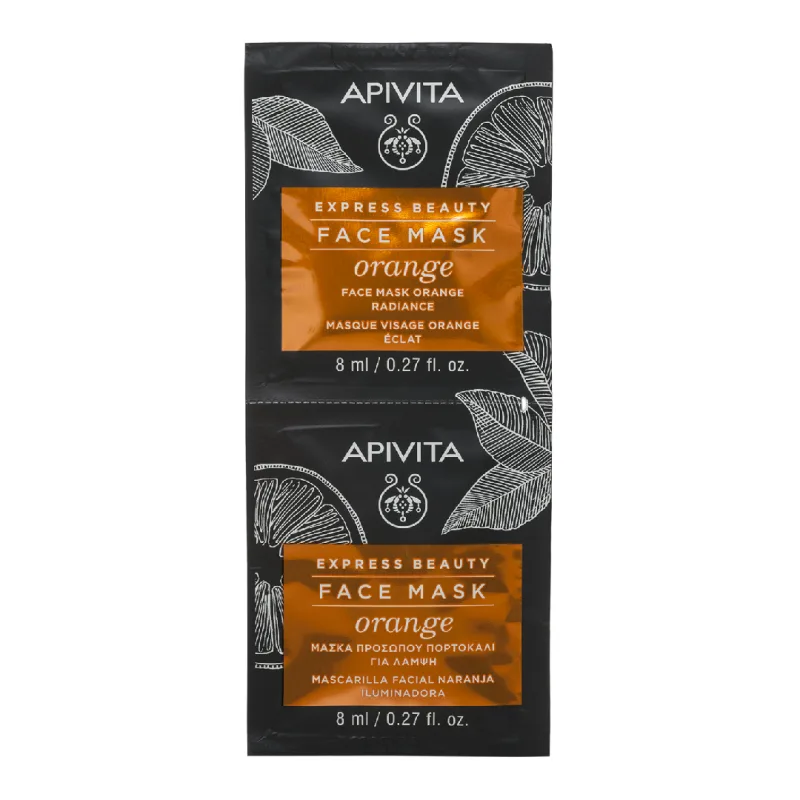 Masca de fata pentru luminozitate cu extract de portocale, 2*8 ml, Apivita — preț și oferte