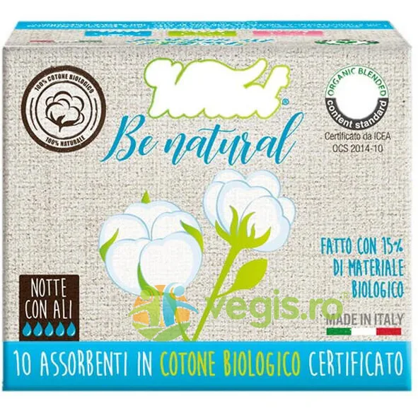 Absorbante de Noapte din Bumbac Organic 5 Picaturi Be Natural 10buc VIVICOT — preț și oferte