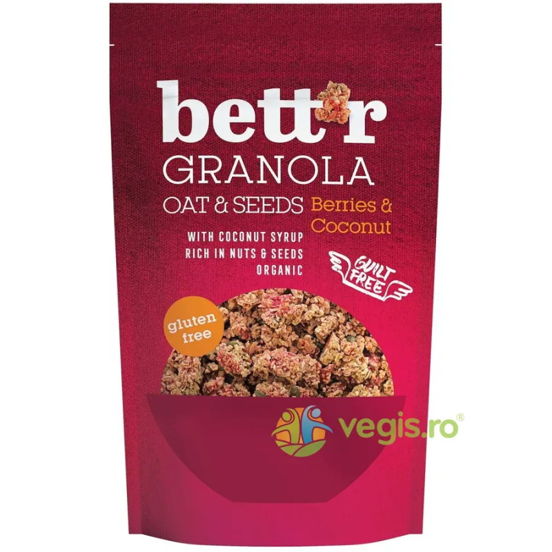 Granola cu Fructe de Padure si Cocos fara Gluten Ecologica/Bio 300g BETTR — preț și oferte
