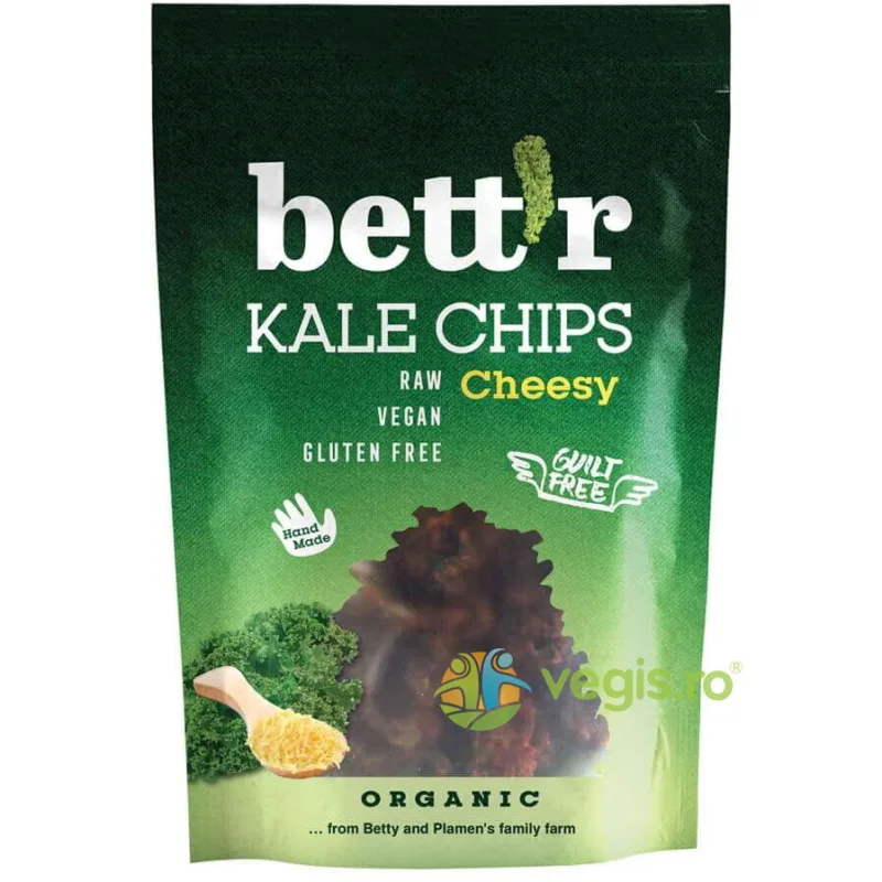 Chips-uri din Kale cu Aroma de Branza Raw fara Gluten Ecologice/Bio 30g BETTR — preț și oferte