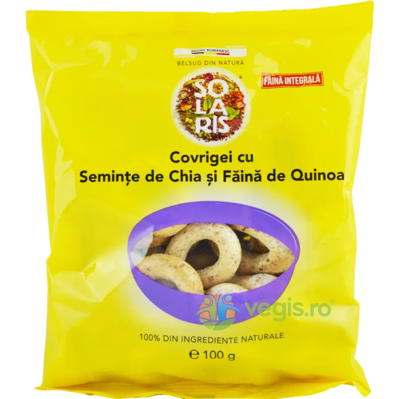 Covrigei cu Seminte de Chia si Faina de Quinoa 100g SOLARIS — preț și oferte