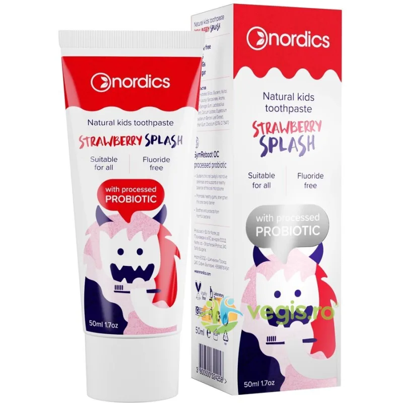 Pasta de Dinti Naturala pentru Copii cu Capsuni si Probiotice 50ml NORDICS — preț și oferte