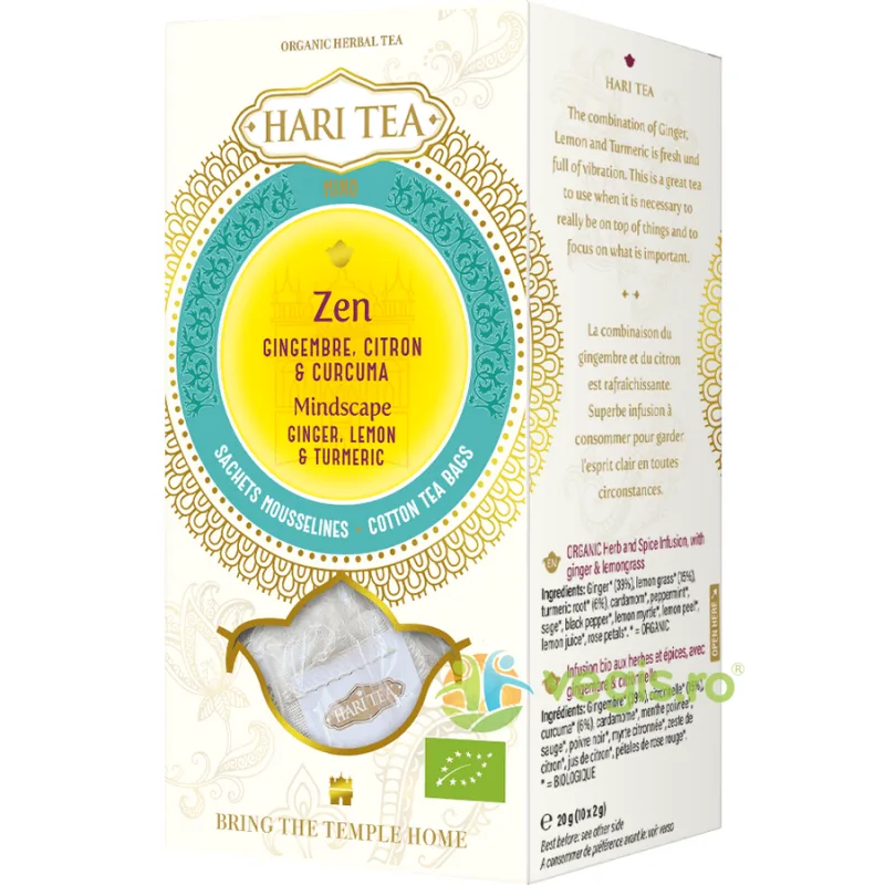 Ceai cu Ghimbir, Lamaie si Turmeric Mindscape Ecologic/Bio 10dz HARI TEA — preț și oferte