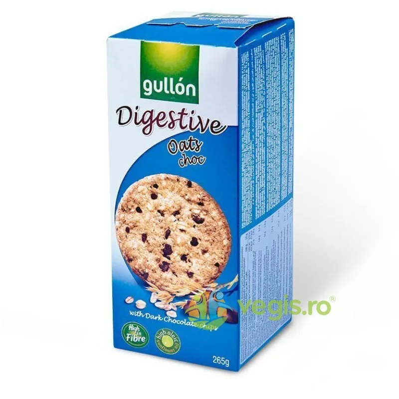 Biscuiti Digestivi din Ovaz cu Chipsuri de Ciocolata Neagra 265g GULLON — preț și oferte