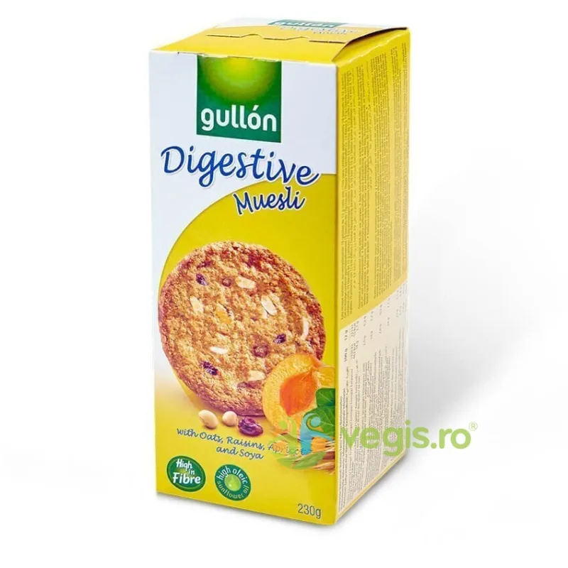 Biscuiti Digestivi Muesli cu Ovaz, Stafide, Caise si Soia Caramelizata 230g GULLON — preț și oferte