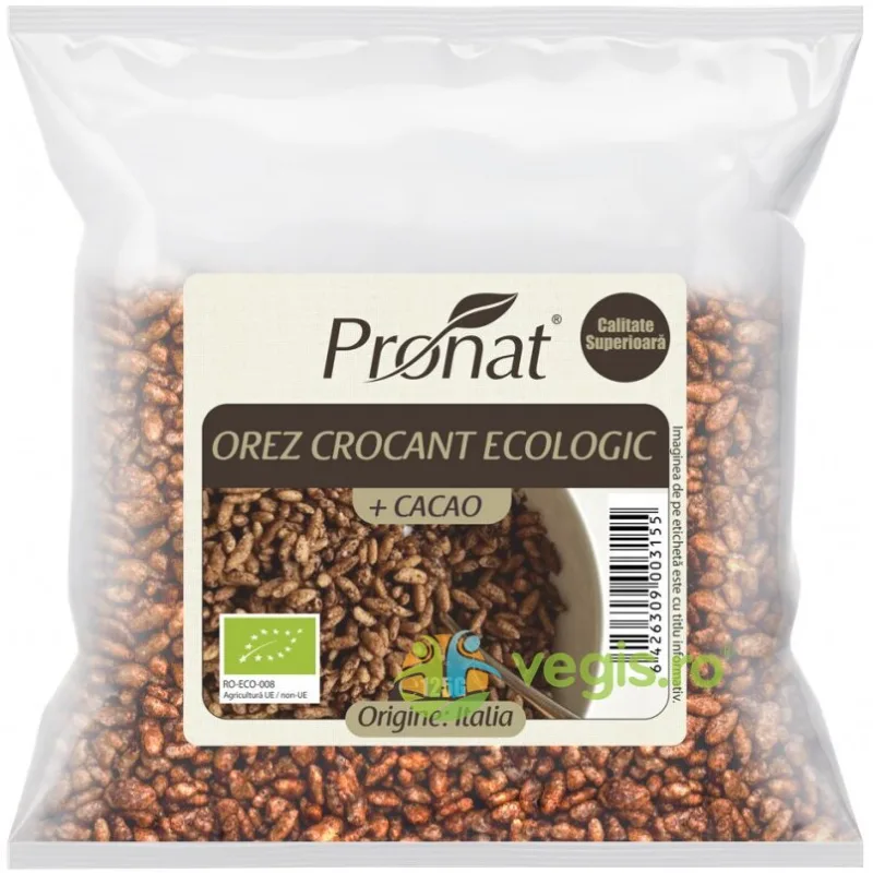 Orez Expandat Crocant cu Cacao Ecologic/Bio 125g PRONAT — preț și oferte