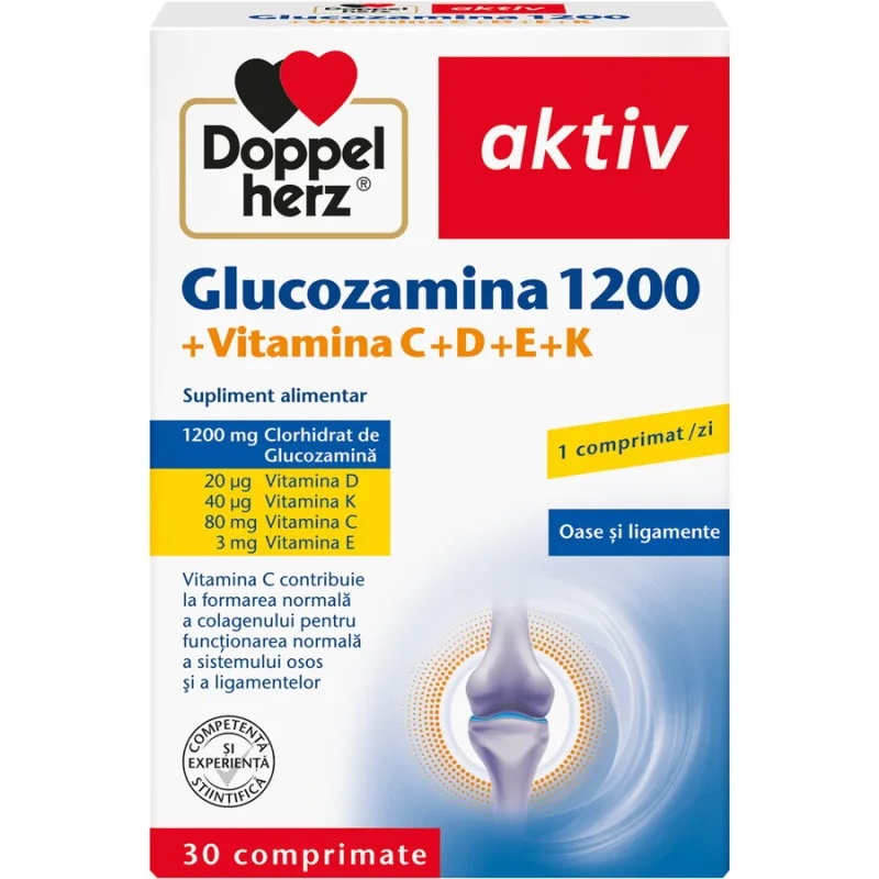 Glucozamina 1200 Aktiv + Vitamina C, D, E, K 30cpr DOPPELHERZ — preț și oferte
