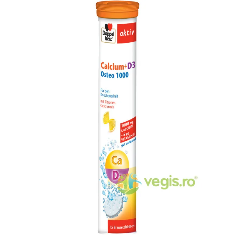 Calciu 1000mg + Vitamina D3 Osteo Aktiv 15cpr efervescente DOPPELHERZ — preț și oferte