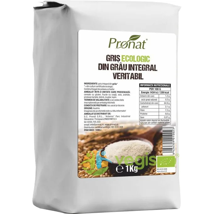 Gris din Grau Integral Veritabil Ecologic/Bio 1kg PRONAT — preț și oferte