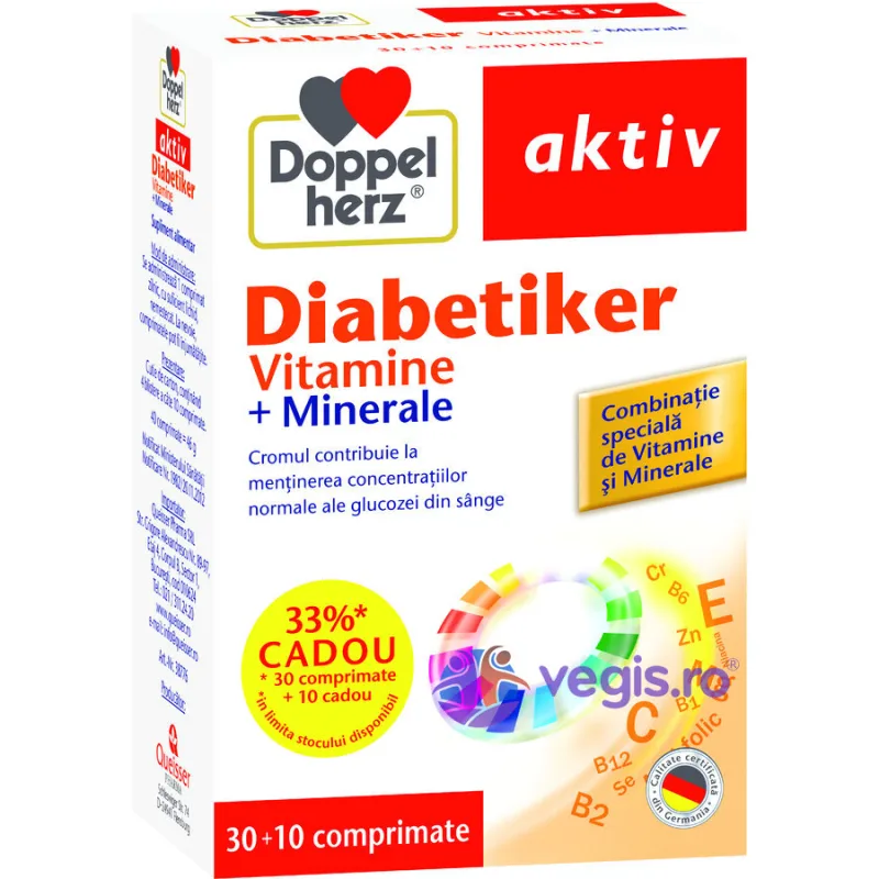 Diabetiker Vitamine si Minerale Aktiv 30cpr+10cpr DOPPELHERZ — preț și oferte