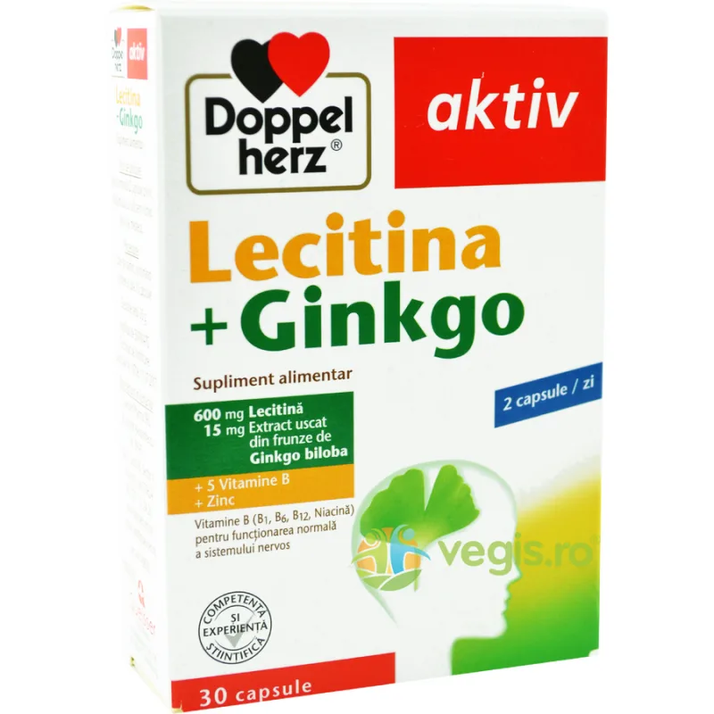 Lecitina 600mg + Ginkgo Biloba 15mg 30cps DOPPELHERZ — preț și oferte