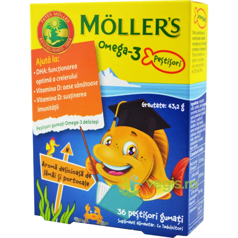 Omega-3 Jeleuri Pestisori cu Aroma de Portocale 36buc MOLLER'S — preț și oferte
