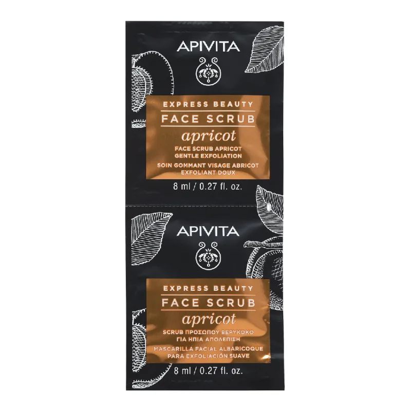 Masca de fata exfolianta delicata cu extract de caise, 2*8 ml, Apivita — preț și oferte