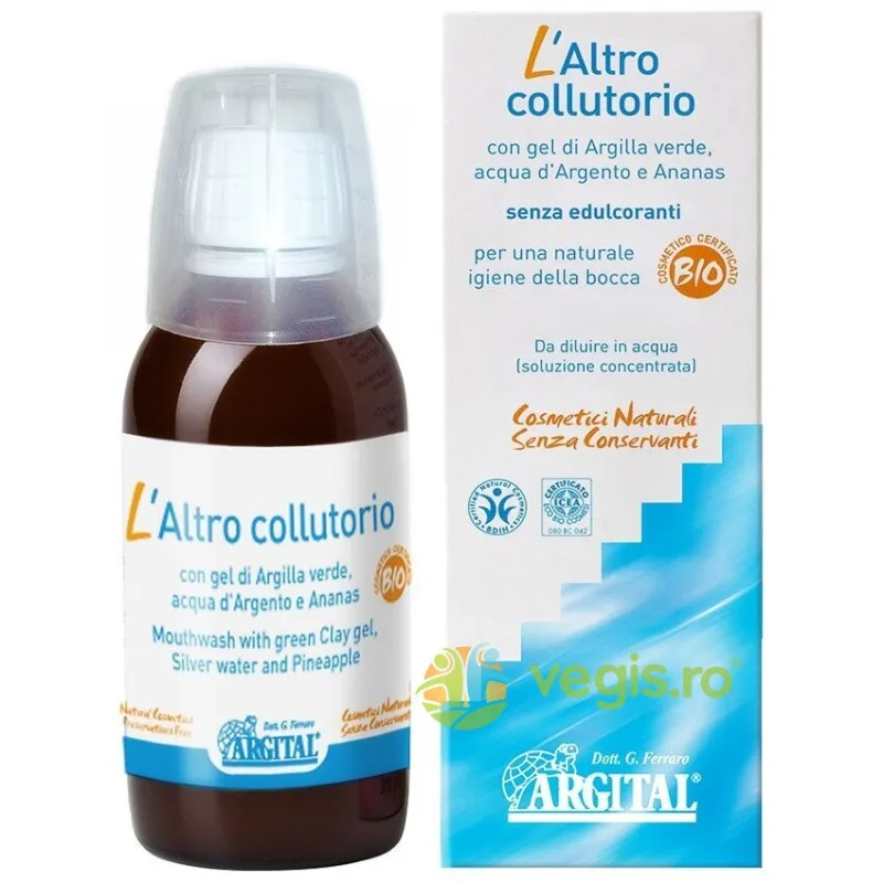 Apa de Gura cu Gel de Argila Verde, Apa de Argint si Ananas Bio 100 ml ARGITAL — preț și oferte