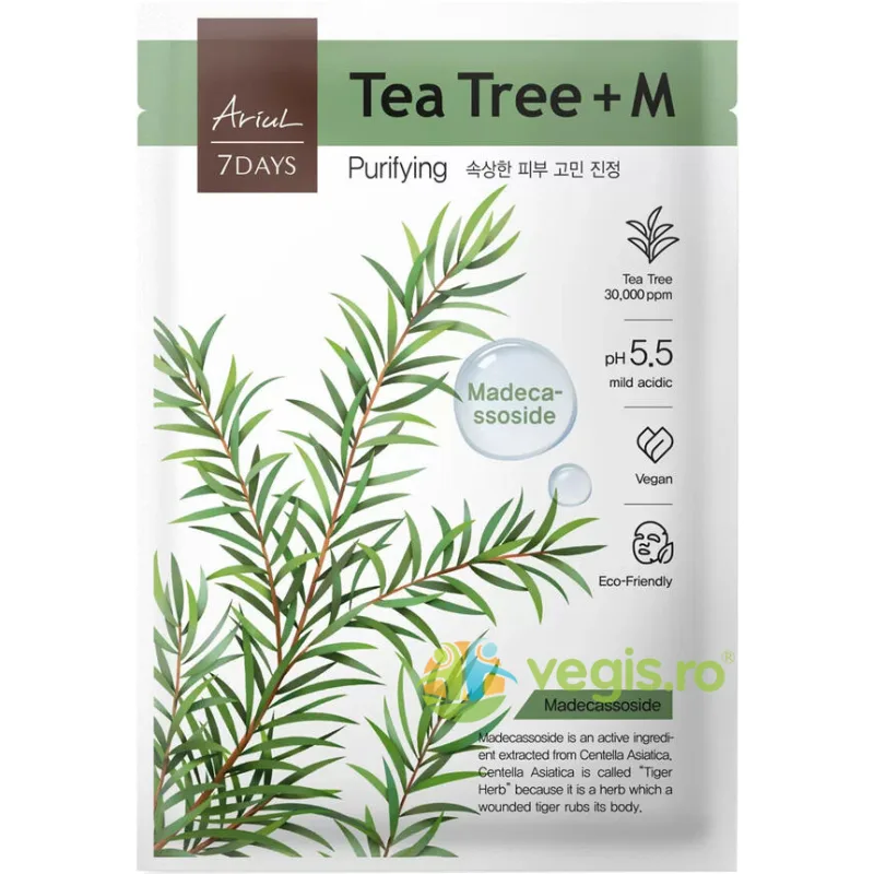 Masca cu Arbore de Ceai Verde si Madecassoside pentru Purificarea Tenului 7Days Plus 23ml ARIUL — preț și oferte